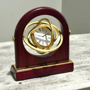 Danbury Clock Company Mint Armillary Sphere Mantle Vintage Gold Brass Mahogany